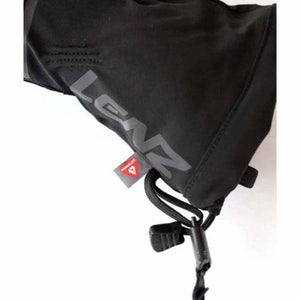 Black Lenz glove with Primaloft tag and adjustable drawstring closure