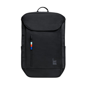 Black Got Bag backpack with a vertical front zipper and colorful tag
