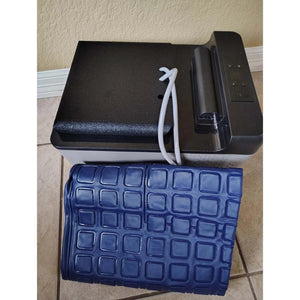 Mattress Cooler unit with black control base and blue water circulation pad