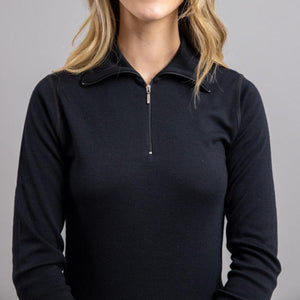 Merino Skins black long sleeve zip neck top