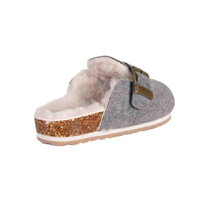 Cloud Nine Sheepskin grey felt clog with shearling lining and cork midsole