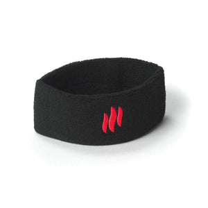 Black MiHigh sweatband with red flame logo