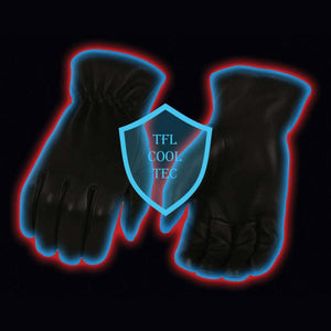 Milwaukee Leather black gloves with TFL Cool Tec shield graphic