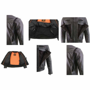 Milwaukee Leather jacket features showing interior lining and ventilation pockets