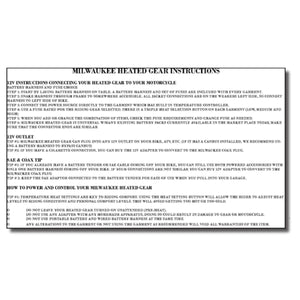 Milwaukee Leather heated gear connection and usage instructions document