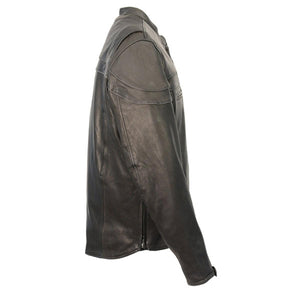 Milwaukee Leather black leather motorcycle jacket side view