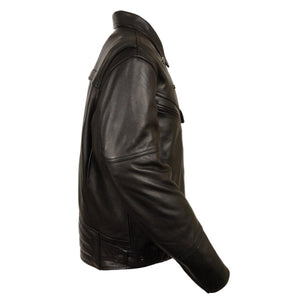 Side view of a black Milwaukee Leather motorcycle jacket