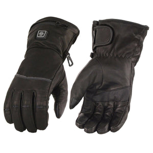 Milwaukee Leather black heated motorcycle gloves with wrist straps and battery pocket