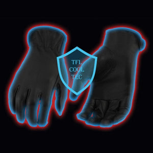 Milwaukee Leather black motorcycle gloves with TFL Cool Tec shield graphic