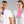 Man and woman wearing Miracool blue and pink cooling neck towels
