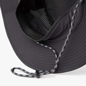 Mission black sun hat with mesh ventilation and adjustable chin strap
