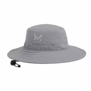Grey Mission bucket hat with adjustable chin strap