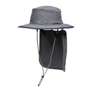 Mission grey sun hat with neck flap and adjustable chin strap