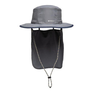 Mission grey sun hat with neck flap and adjustable chin strap