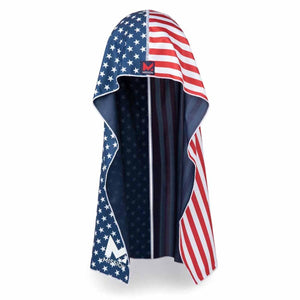 Mission hooded cooling towel with American flag print