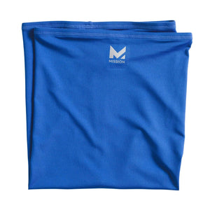 Blue Mission neck gaiter with logo