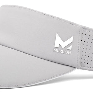 Light grey Mission visor with perforated side panel and brand logo