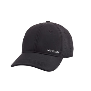 Black Mission baseball cap with perforated side panels