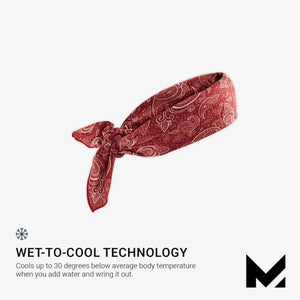 Mission red paisley cooling headband with wet to cool technology