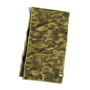 Mission cooling towel in olive and lime green camouflage pattern