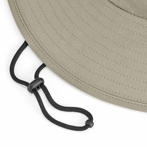 Mission khaki sun hat brim with black adjustable chin strap