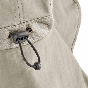 Close up of Mission hat adjustable drawstring toggle