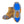 Winter Walking ice cleats attached to a tan work boot showing blue traction studs on the sole