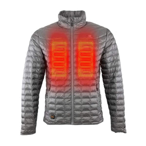 Mobile Warming grey puffer jacket with highlighted chest heating elements