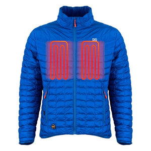 Mobile Warming blue quilted jacket with highlighted chest heating elements