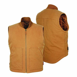 Mobile Warming brown canvas work vest with front zipper and two pockets