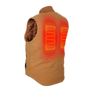 Mobile Warming tan heated vest showing back heating elements