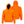 Mobile Warming bright orange hooded sweatshirt shown from front and back views