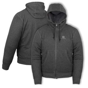 Mobile Warming charcoal grey zip up hoodie with hood and front pockets