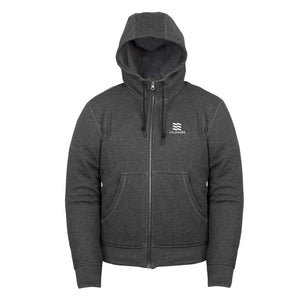 Mobile Warming charcoal grey zip up hoodie with Fieldsheer logo