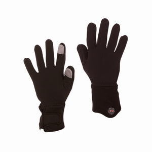 Mobile Warming black heated gloves with touchscreen compatible fingertips and wrist power button