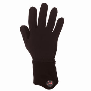 Mobile Warming black heated glove with power button on wrist