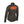 Back view of black Mobile Warming quilted jacket with glowing orange heating element on upper back