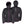 Mobile Warming black hooded jacket with purple zipper and trim shown from front and back