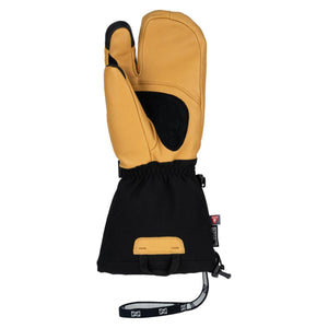 Mobile Warming tan leather and black fabric heated mitten