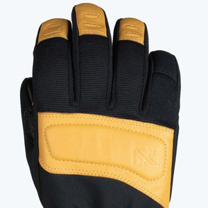 Mobile Warming black and tan leather work glove back view