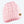 Light pink cable knit beanie with Mobile Warming brand patch