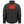 Back view of black Mobile Warming heated jacket showing glowing red heating element on upper back