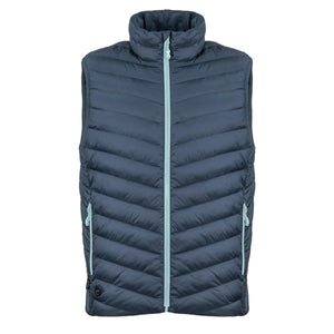 Mobile Warming blue quilted heated vest with light blue zipper