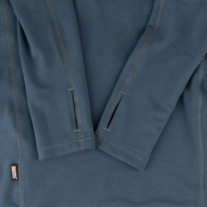 Blue Mobile Warming long sleeve shirt with thumbholes in cuffs