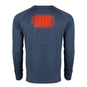Mobile Warming long sleeve base layer showing back heating element