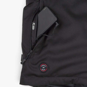 Mobile Warming heated jacket pocket with battery pack and control button