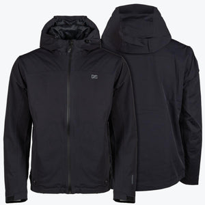 Mobile Warming black hooded jacket showing front and back views