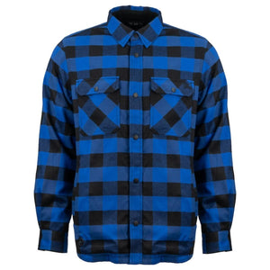 Mobile Warming blue and black buffalo plaid long sleeve button down shirt with two chest pockets