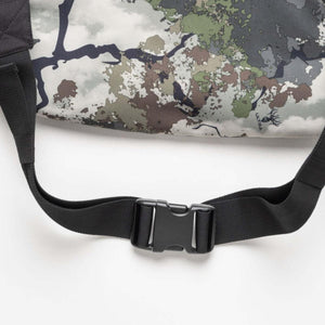 Mobile Warming camouflage pattern bag with black adjustable strap and plastic buckle