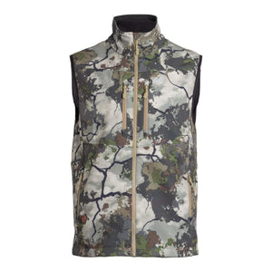 Mobile Warming camo print heated vest with front zipper and pockets